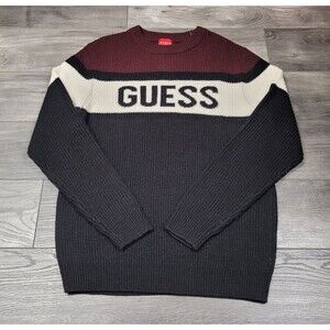 Guess Los Angeles Men’s Sweater Burgundy/Black/White Size M